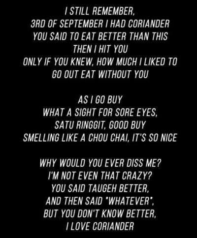 Here's a (cringy) ode to coriander ☘️