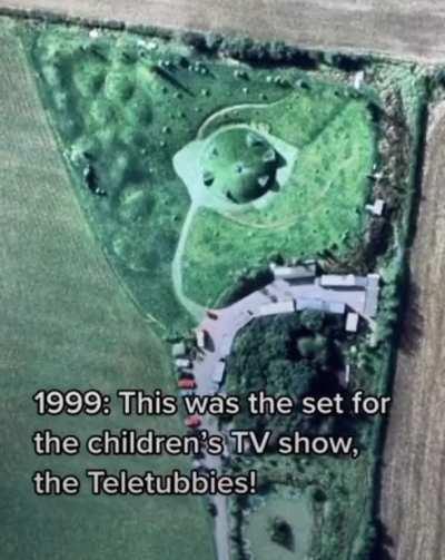 Before and After Aerial View of the Teletubbies Set