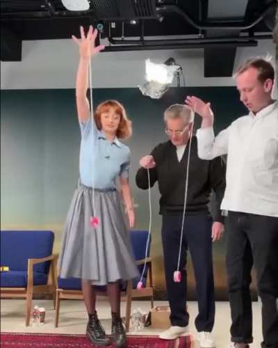 Ella needs to get serious for once 🤣 | Ella and Kyle MacLachlan promoting Fallout season 2....Dec. 2025