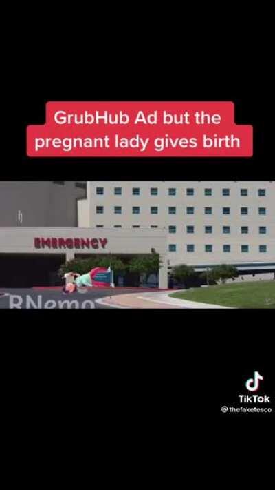 Grub hub lady gives birth