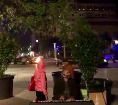 A true stoic, playing on amidst the chaos of modern existence.