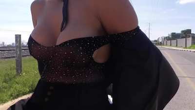 Sunday ride while see through wearing sheer body