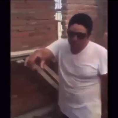 Guy gets caught whacking it by the bricks. Crocodile tears ensue.