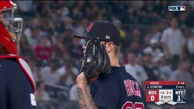 [Highlight] [Highlight] Tanner Houck hits Giancarlo Stanton with a fastball and he isn't very happy about it.