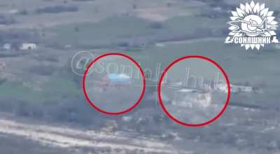 A MiG-29 airstrike by a French AASM HAMMER guided aerial bomb destroyed a Russian command post and a shed intended for security guards. April 2025, Southern Ukraine.