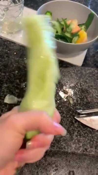 Cucumbers are floppy without their skin.