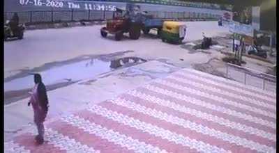 Woman gets smacked by unearthly powers.