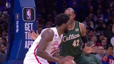 [Highlight] Al Horford laughs about the foul that Embiid draws on him