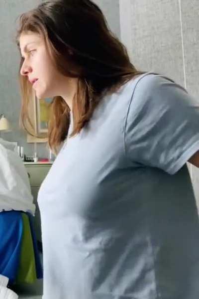 Alexandra Daddario is always cold...