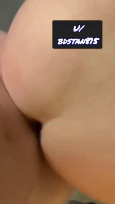 Pounding her while she gags on her man's cock 