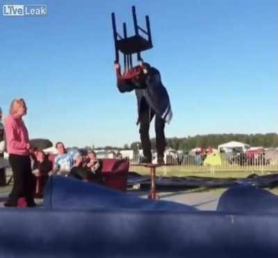 Hitting the table you're standing on with a chair