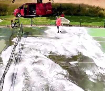 Power Washing a Tennis Court