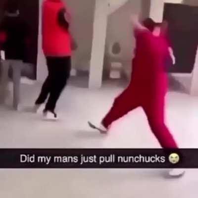 What yall doing if a nigga pull out the nunchucks in a fight
