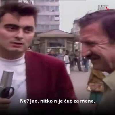 Dino Dvornik 1989. prije koncerta anketira ljude i dijeli karte za svoj koncert
