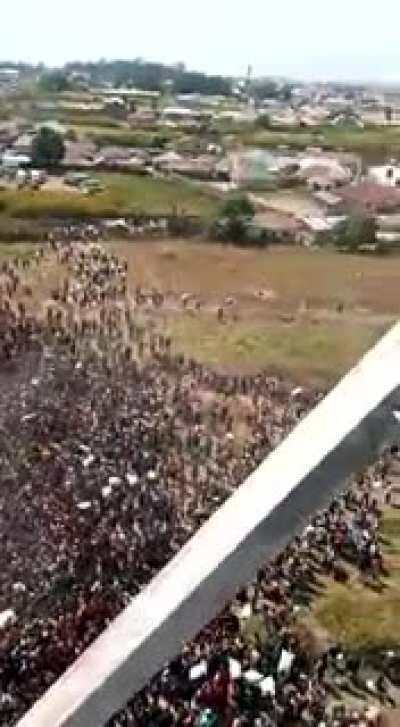 Nigerians in the city of Jos after they discovered a warehouse containing palliatives that were donated for distribution to the poor during the Covid19 lockdown.