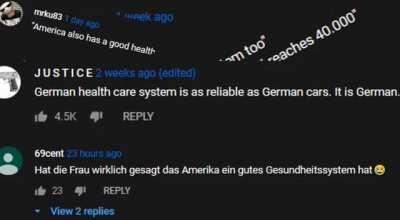 German Health Minister laughing after beeing told the US has a good healthcare System