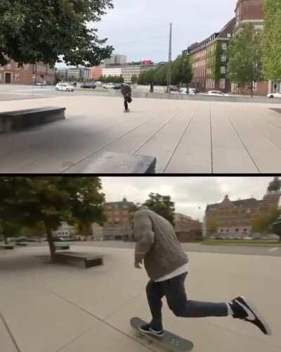 Insane drone control, going between his legs. Cool behind the scenes footage