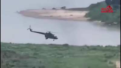 [Myanmar/Burma] Footage of Kachin Independence Army targeting 2 out of 3 junta Mi-17 helicopters in Bhamo. One of them crashed near Shwegu. 5/20/2025
