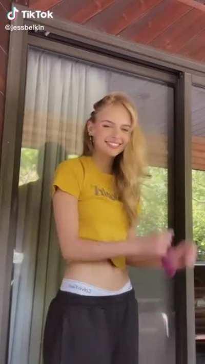 Yellow t-shirt and Calvin Klein underwear