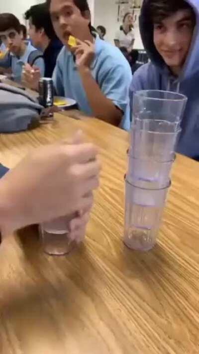 Stacking cups with nothing but the power of spinning and air!