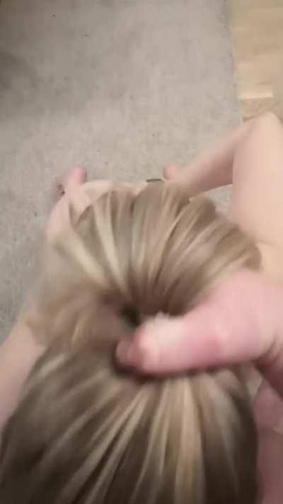 Giving my husband a morning blow before he goes to work