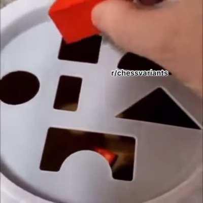 It goes in the square hole