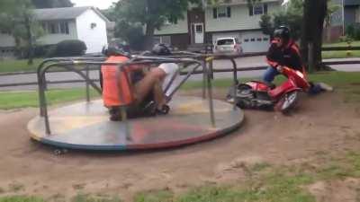 Spinning wheel and a motorbike