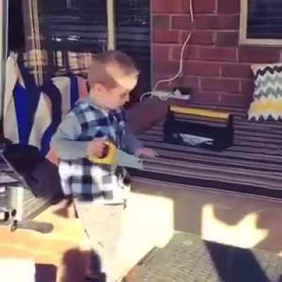 kid thought he actually cut the hand