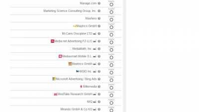 Eine Kollektion von Firmen auf einer Website, welche Interesse an eueren Daten haben.