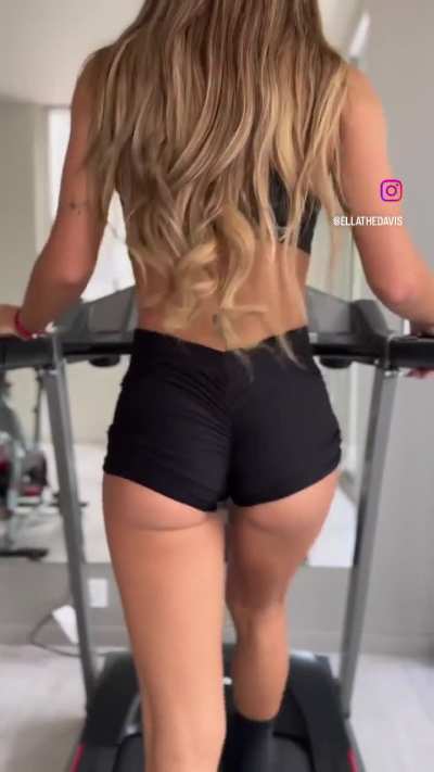 Petite blonde treadmill walk