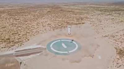 Blue Origin New Shepard booster landing after flying to space on today's test flight