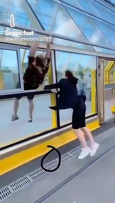 Motherfucker really blocked the door with her own foot