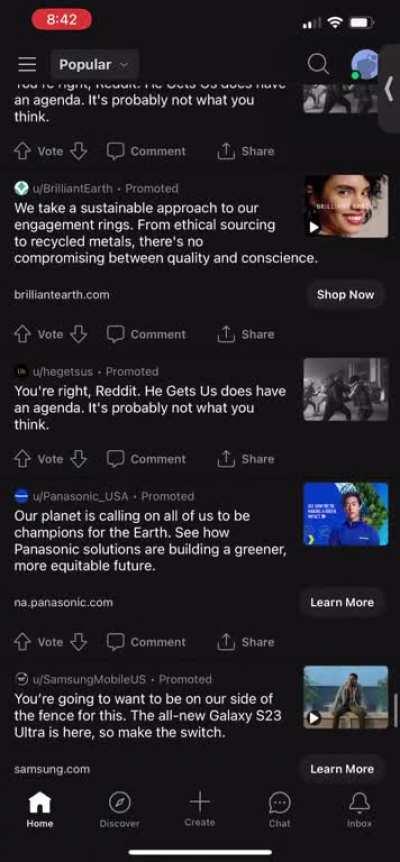 12 out of 14 posts are ads.