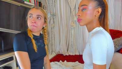 Teaching her BFF how to deep throat