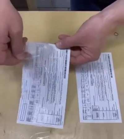 Take off taped paper without ripping it.