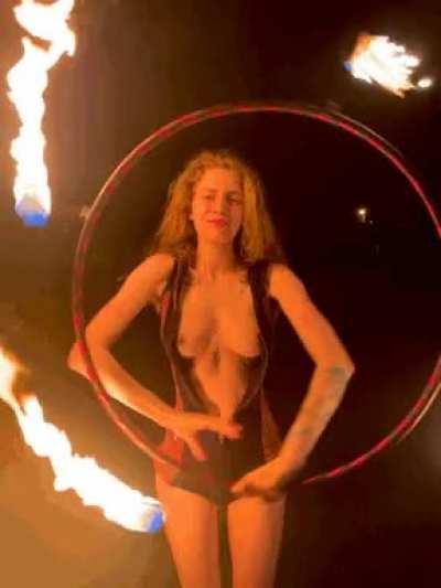 My tits came out while I was fire dancing, oops 🙈😹