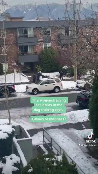 This mom enrolled her kids into dog training class.