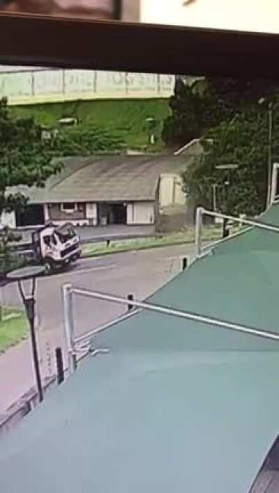 When Wile E. Coyote is chasing you in a truck and you move the lane divider to stop him.