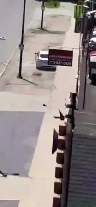 Dude throws rocks at car, instantly regrets it