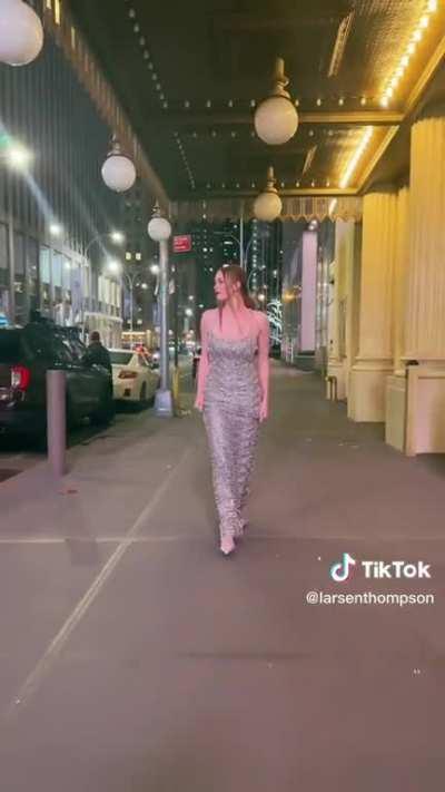 Larsen Thompson in a dress