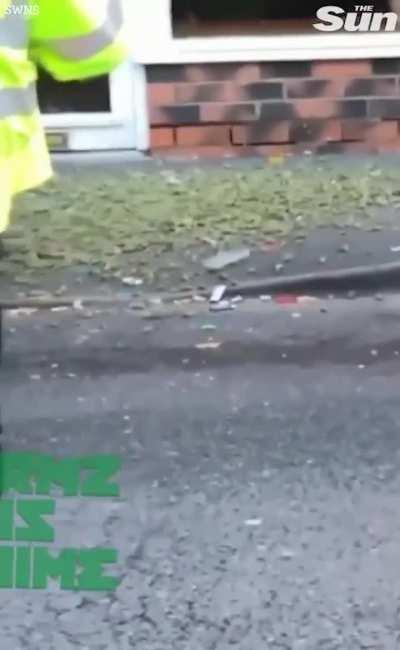 Drug dealer chucks cannabis out the window in front of police.