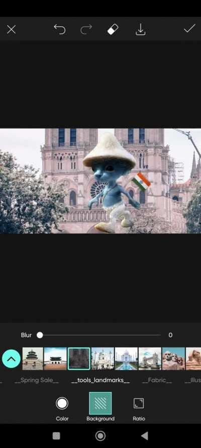 Blue cat smurf with indian flag lore