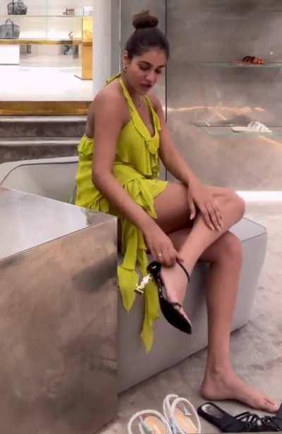 Trying on shoes in Italy 