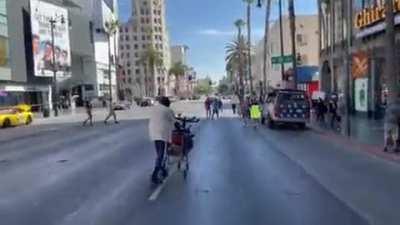 ANTI-VAXX PROTESTER: Do you see all of these homeless people around. Are they dead in the street with COVID? Hell no. Why? HOMELESS PERSON (walking by): Because I’m vaccinated you dumb fuck.