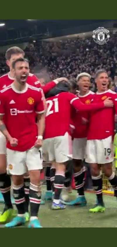 Scenes as Manchester United score the winner in the last minute of the game..