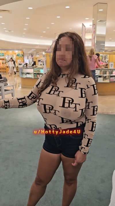 My brown areolas in SHEER while shopping