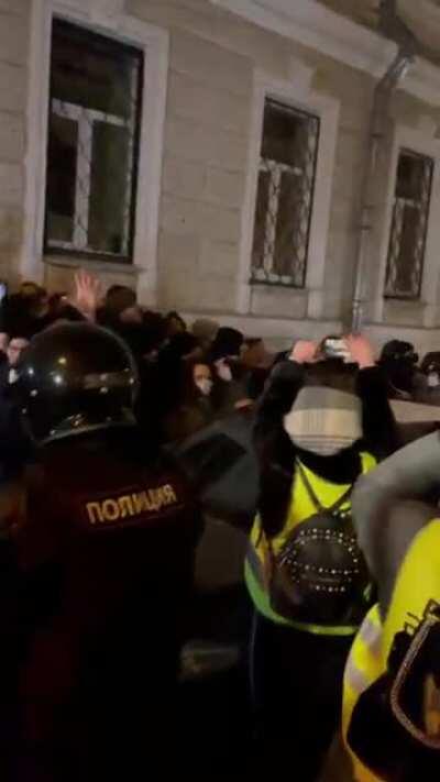 Moscow right now. People with their hands up chanting “we are unarmed”, as police is beating them with batons