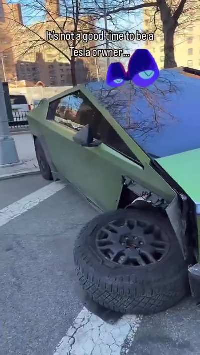 A lady freaks out over a Cybertruck turning into Cyberstuck in Brooklyn, NY