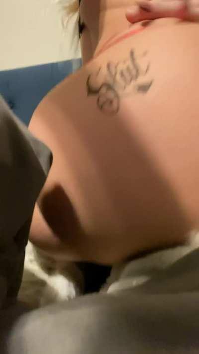 In bed showing off my slutty ass with my comfy slipper on 😝