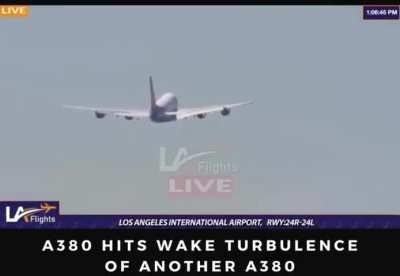 A380 meets wake turbulence of another A380